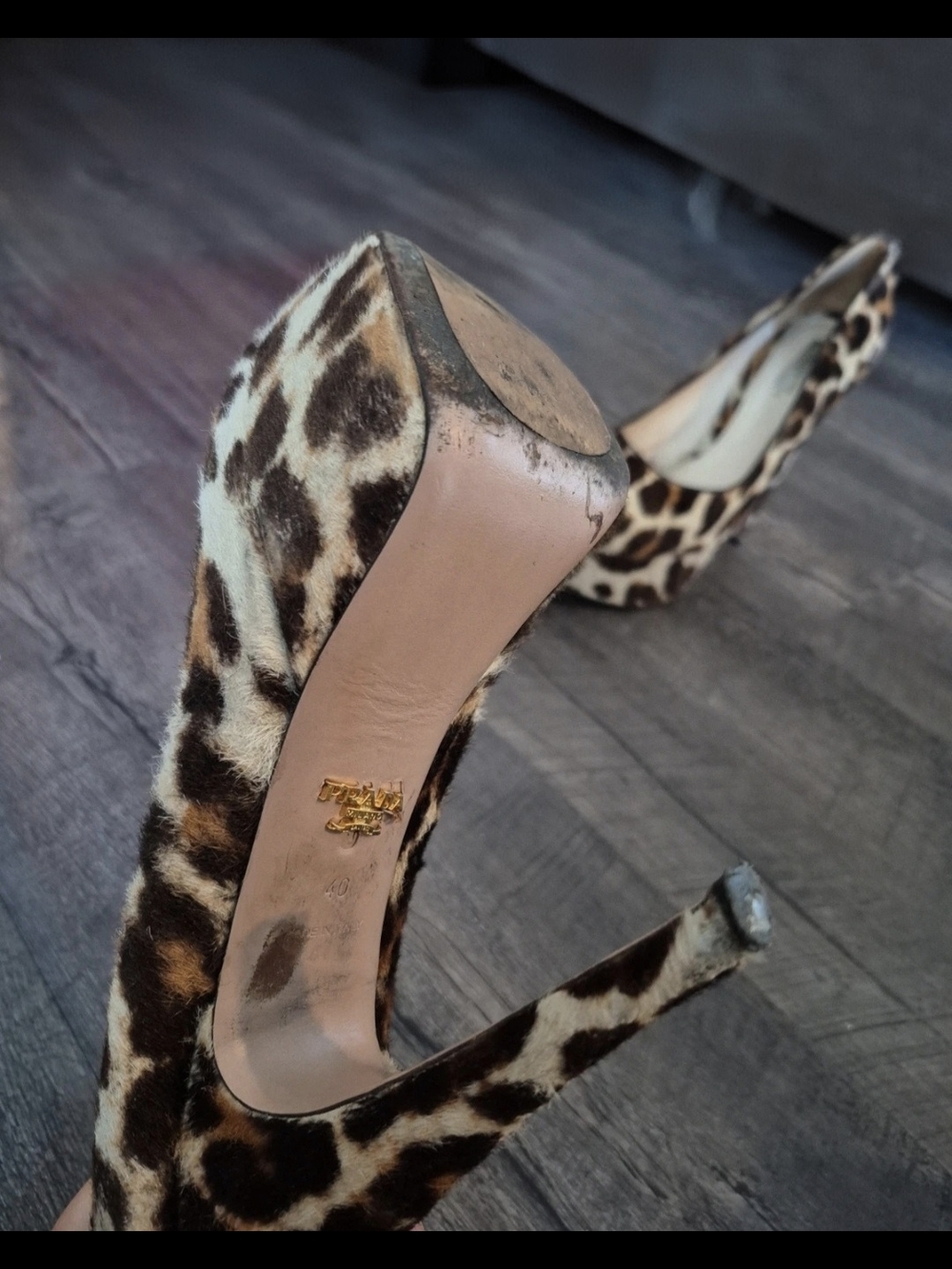 Prada Vintage Leopard Print Platform Stiletto Made In Italy-Size 40. US Size 9.5 - Picture 7 of 11
